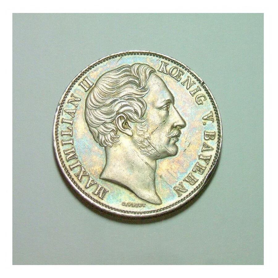 【银】德国巴伐利亚1850年 双狮2盾大银币 初铸爽品