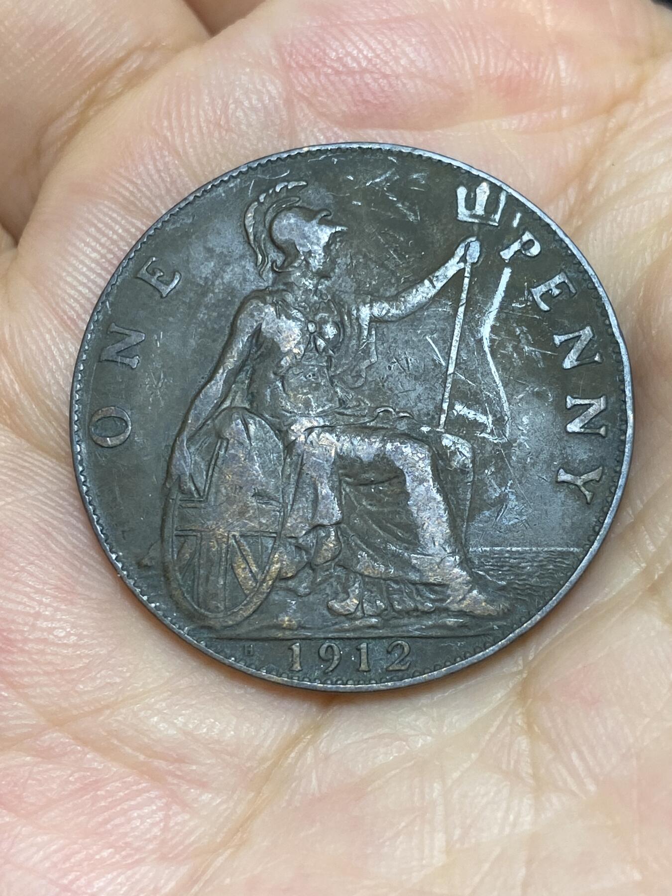 2025年第七十一场(总第九十七场）外国好品散币(免佣金) 英国🇬🇧1912年1便士H版(乔治五世第一版，H标，喜敦厂造)
