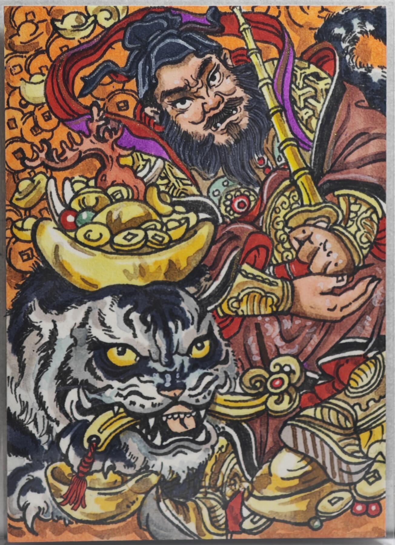 白泽拍卖卡牌手绘专场第21期（七月将残暑未收， 晚凉庭院独登楼） 2024 佳期如约手绘卡 赵公明 杨六六亲签