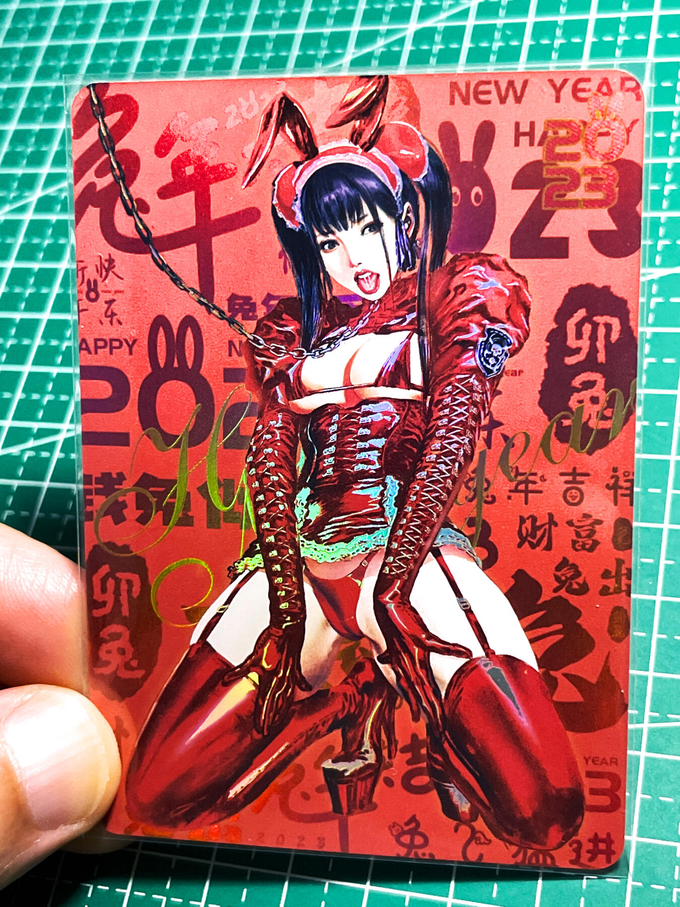 显眼宝24期 个人精选 驴歪歪卡牌  满赠系列  黑暗王朝绘图  突飞猛进兔年新年卡  1张   折彩工艺   大卡尺寸63*88
