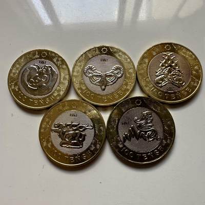 🌹外币初藏🌹🐯2025年第79场  每周二四六晚8️⃣点 接代拍 - 哈萨克斯坦2022年草原图腾100坚戈纪念币五枚套