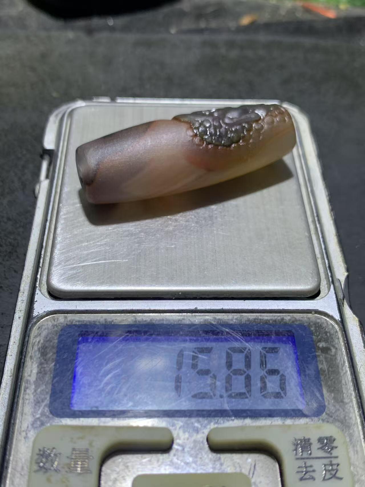 精美亚光高玉化巴西玛瑙手工俏色巧雕达摩桶珠一个！