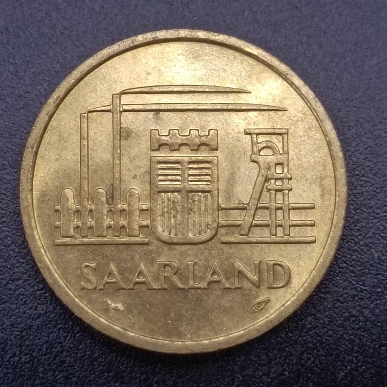 【淘币小摊】实时拍第六百八十九拍  散币铜币小银币场  满百包邮可预留二周 每周一统一发货   德国1954年萨尔区20法郎铜币原光品