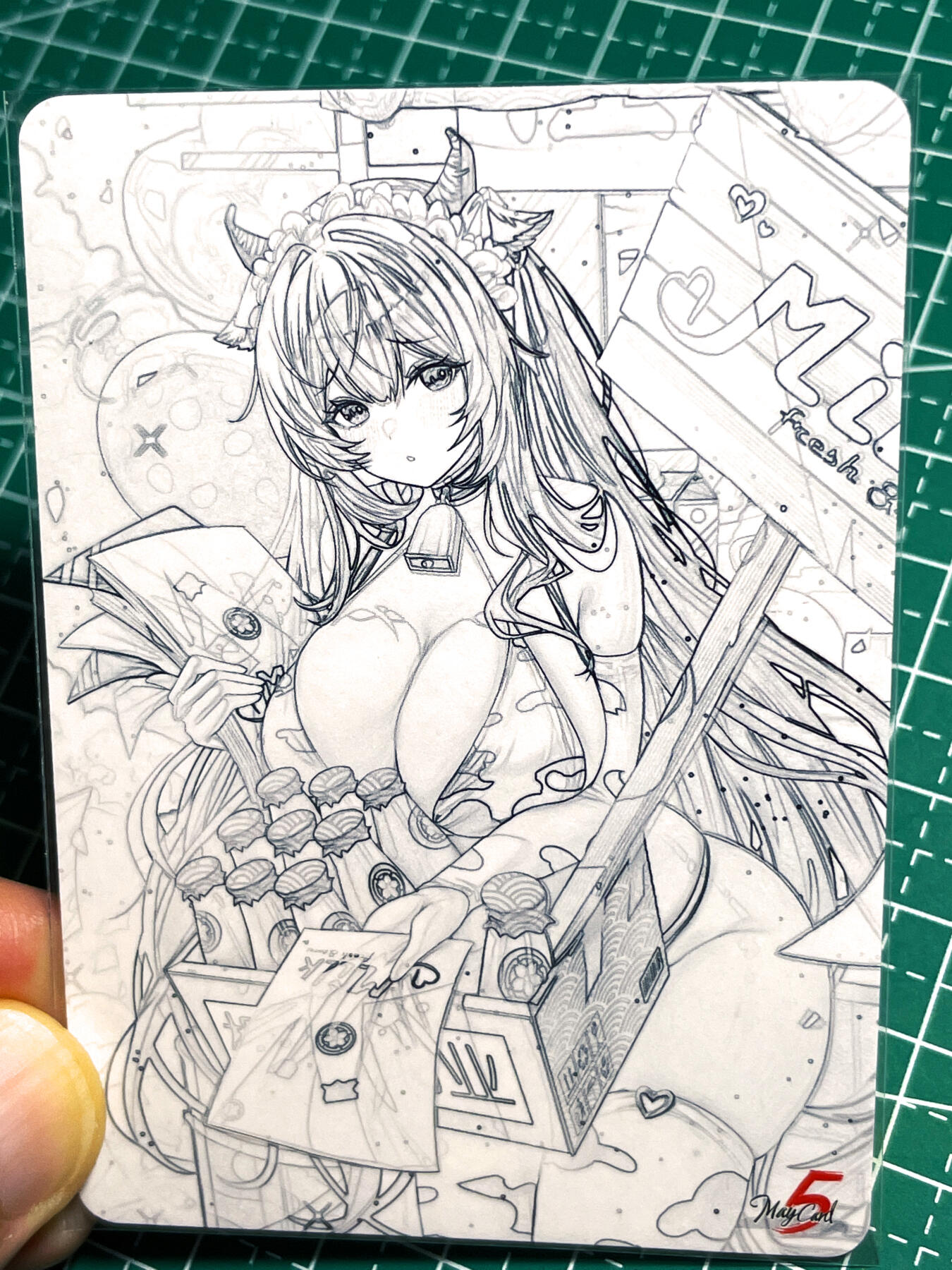 显眼宝24期 个人精选 五月卡牌   碧蓝美女线描系列    1张   粗闪精扣工艺   大卡尺寸63*88 6号