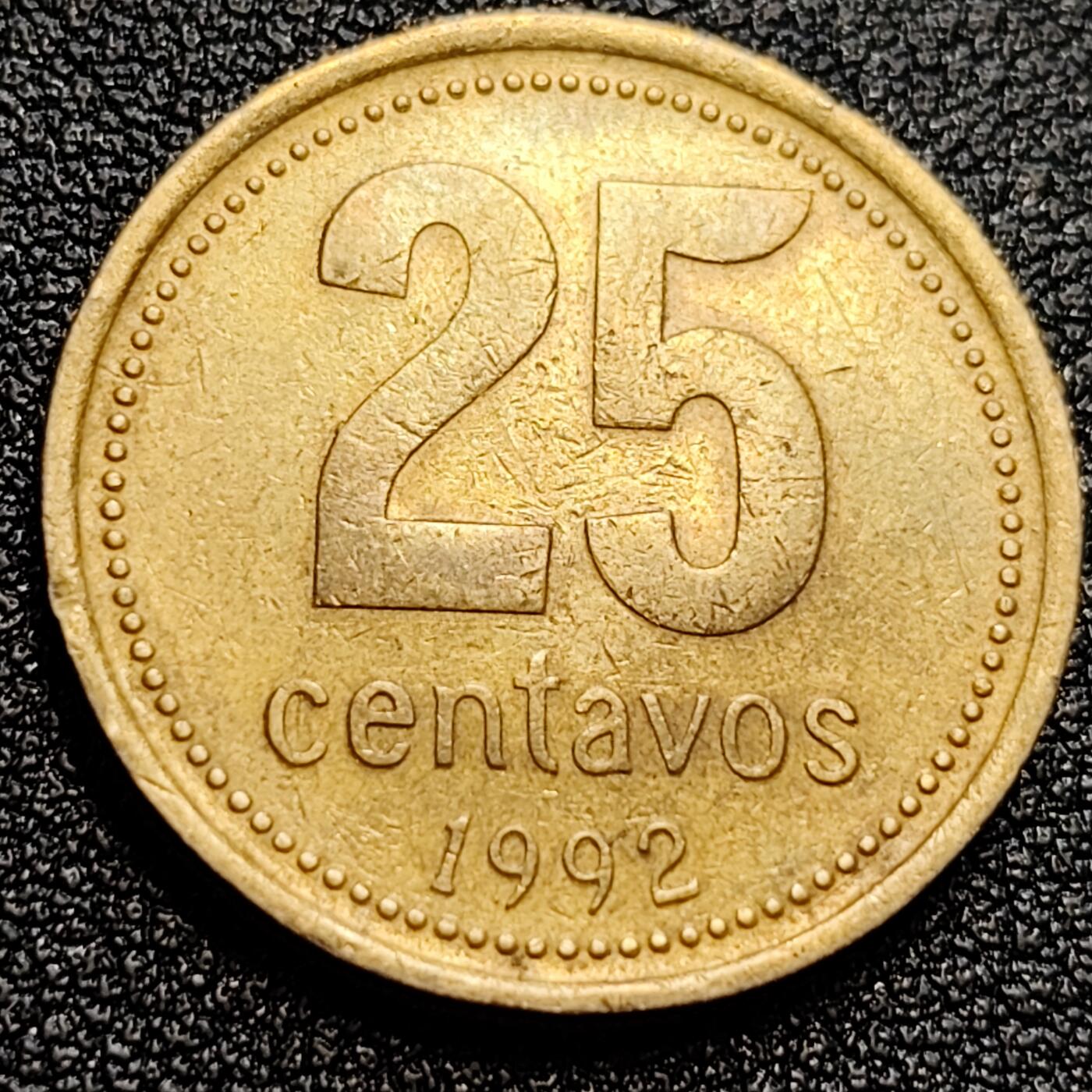 泉币菌-第65场-精品场 极美 1992年 阿根廷25分铜币 艾利斯市政厅 24mm