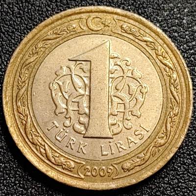 泉币菌-第62场-各国散币场 - 土耳其1里拉双色币 凯末尔总统 26mm