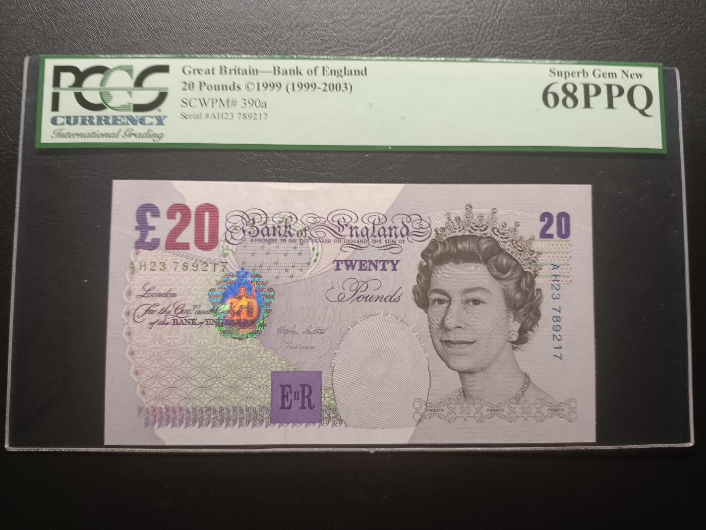2025七月第三期（总185期） 英格兰E序列再版20镑PCGS绿标68ppq，中年女王和埃尔加