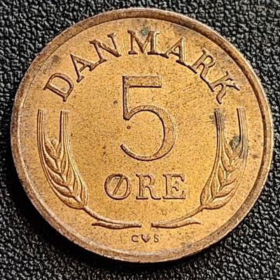 泉币菌-第62场-各国散币场 - 极美 丹麦1964年5欧尔 皇冠 弗雷德里克九世国王 CS版 青铜币 24mm