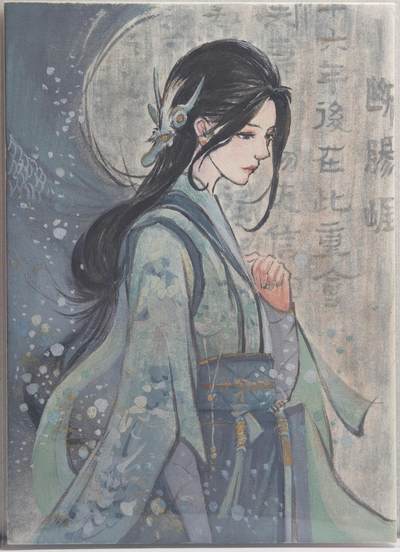 白泽拍卖卡牌手绘专场第21期（七月将残暑未收， 晚凉庭院独登楼） - 2024 后盡手绘卡 青衣凰女 后盡亲签