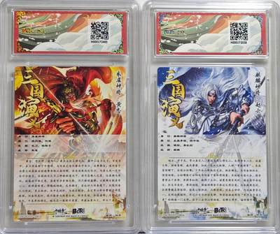 白泽拍卖卡牌手绘专场第21期（七月将残暑未收， 晚凉庭院独登楼） 2025 卡德曼 武韵红颜（三国五虎3）2张 赵云，黄忠 杆子绘 粗闪 保粹评级 9.5分 10分 特标