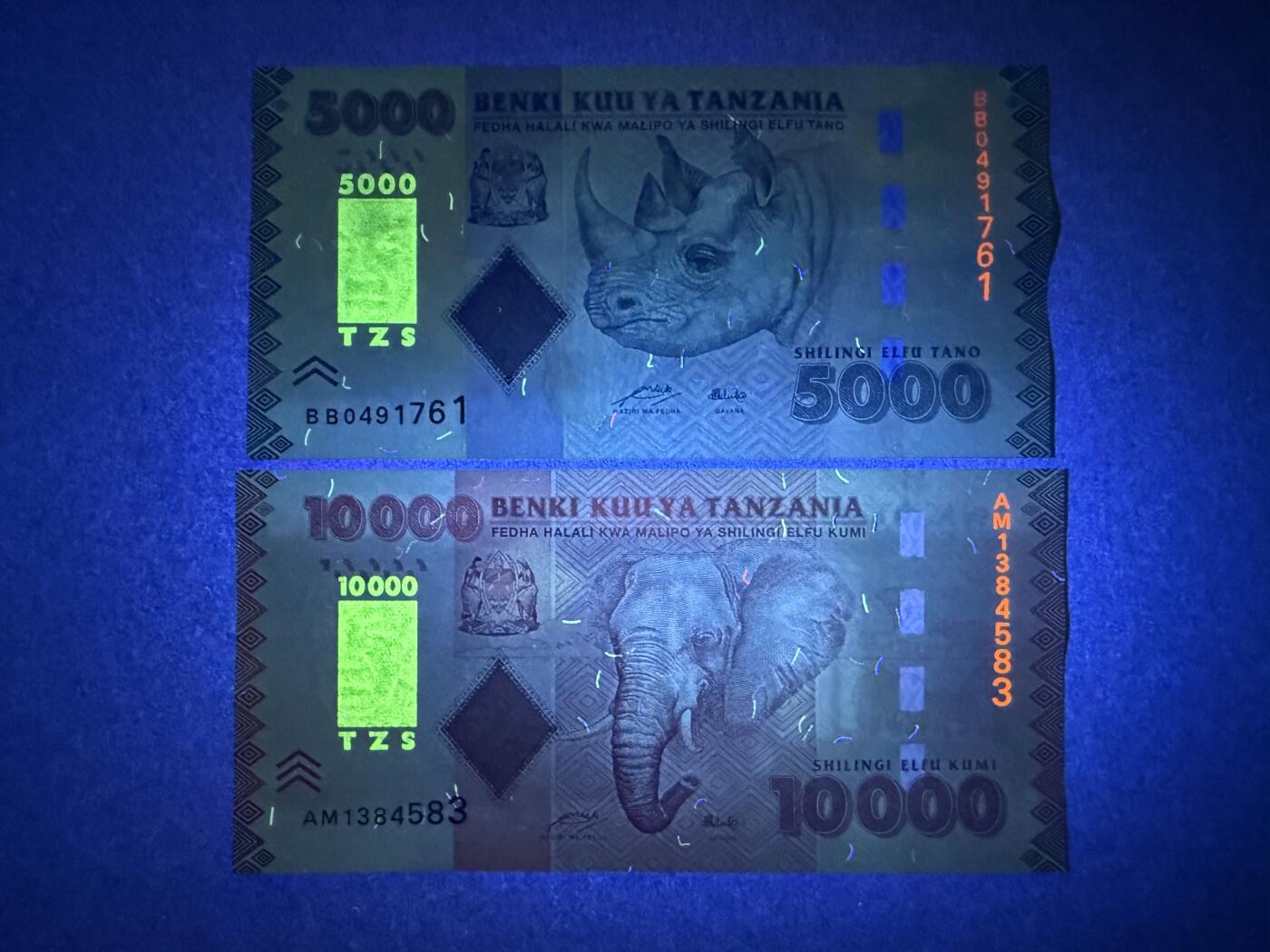 《艾美收藏》第206期-7.27周日外币百拍 坦桑尼亚5000、10000先令2张 UNC 2010年版