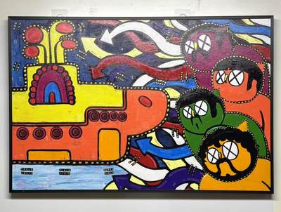 零元拍：歪歪亲笔签名丙烯原画作品，作品名称:《聚焦黄色潜水艇》 - 零元拍：歪歪亲笔签名丙烯原画作品，作品名称:《聚焦黄色潜水艇》