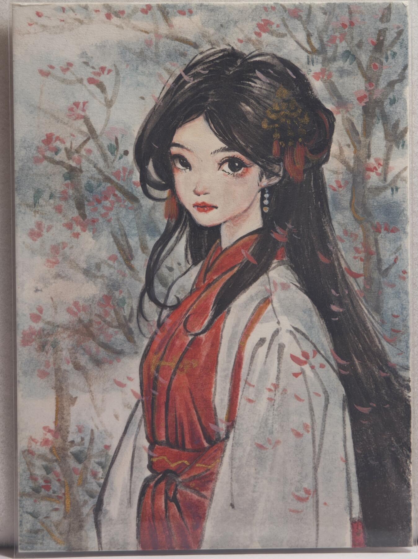 白泽拍卖卡牌手绘专场第21期（七月将残暑未收， 晚凉庭院独登楼） 2024 后盡手绘卡 闺秀 后盡亲签