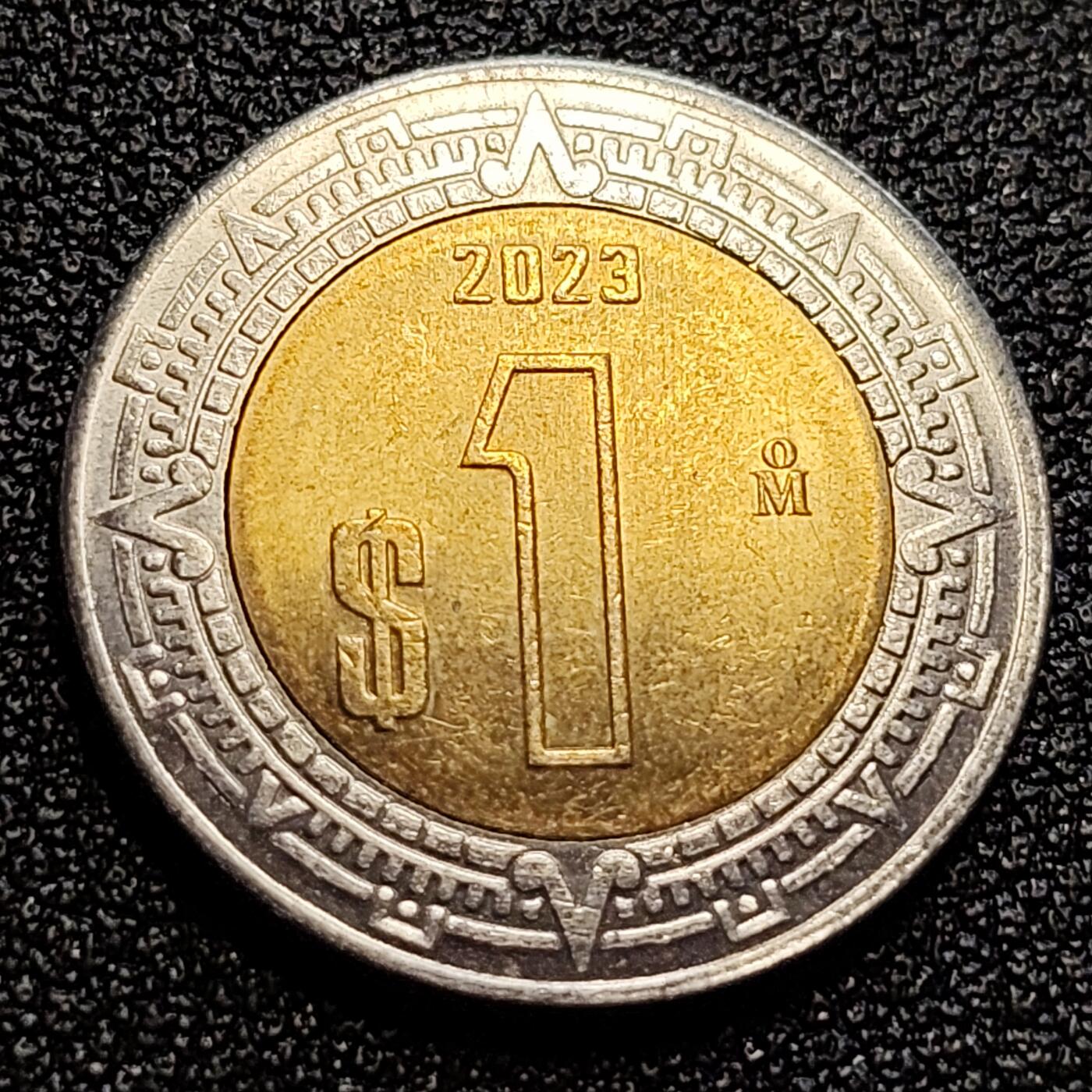 泉币菌-第65场-精品场 墨西哥1比索 双色币 鹰蛇图案 玛雅文化