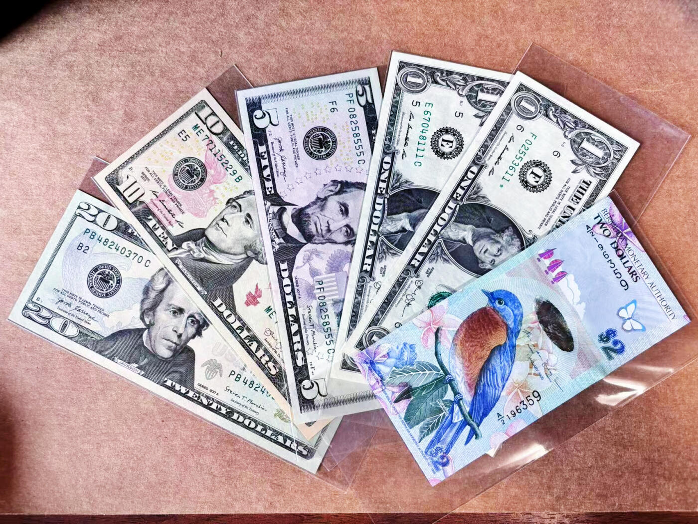 【Blue Auction】世界纸币精拍第699期【精】——18级TOP拍卖/信誉/品质/专业/高效💫 【一组7张】美国1-20美金&百慕大 2元 蓝鸟  UNC/UNC-	