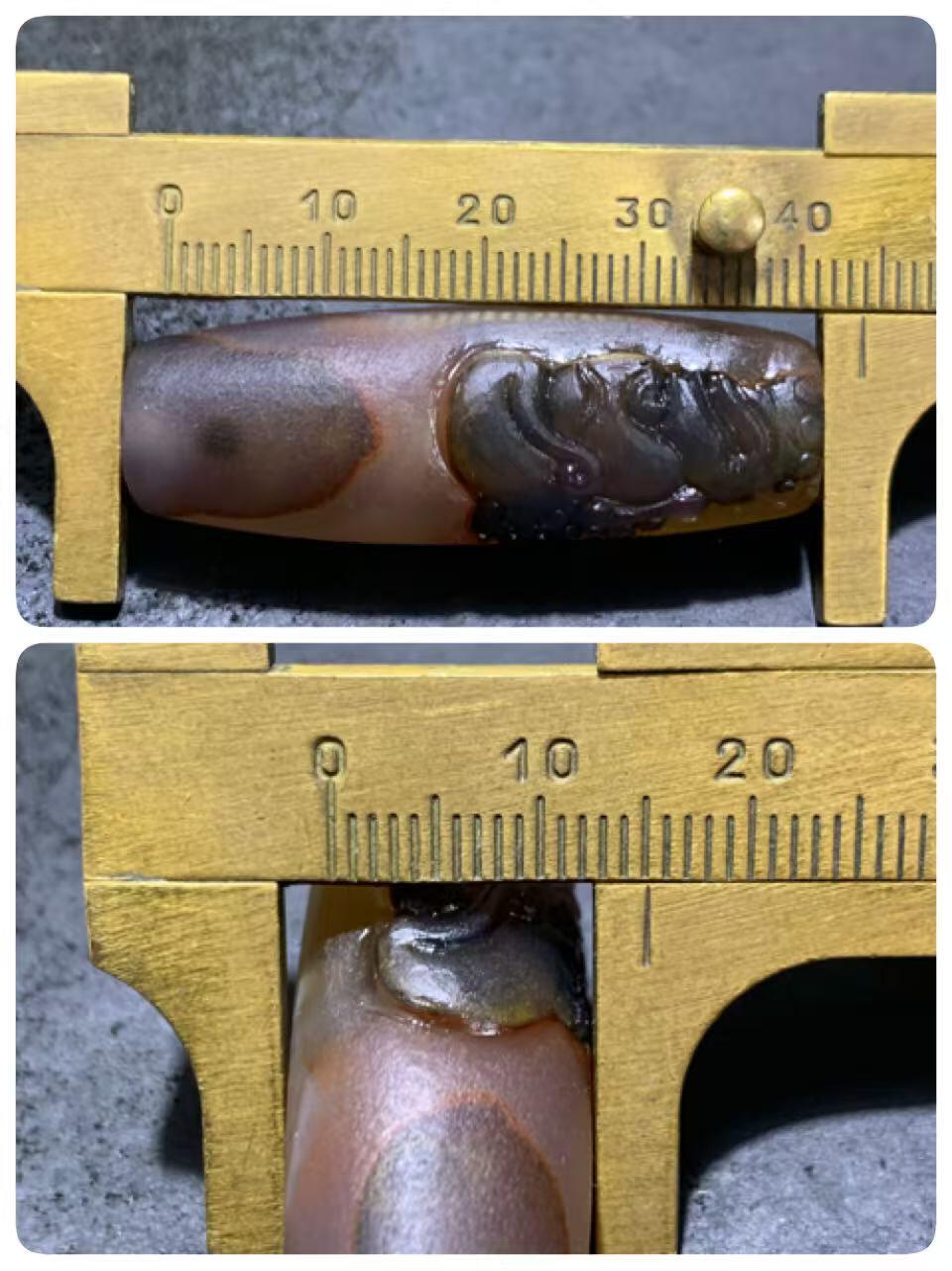 精美亚光高玉化巴西玛瑙手工俏色巧雕达摩桶珠一个！