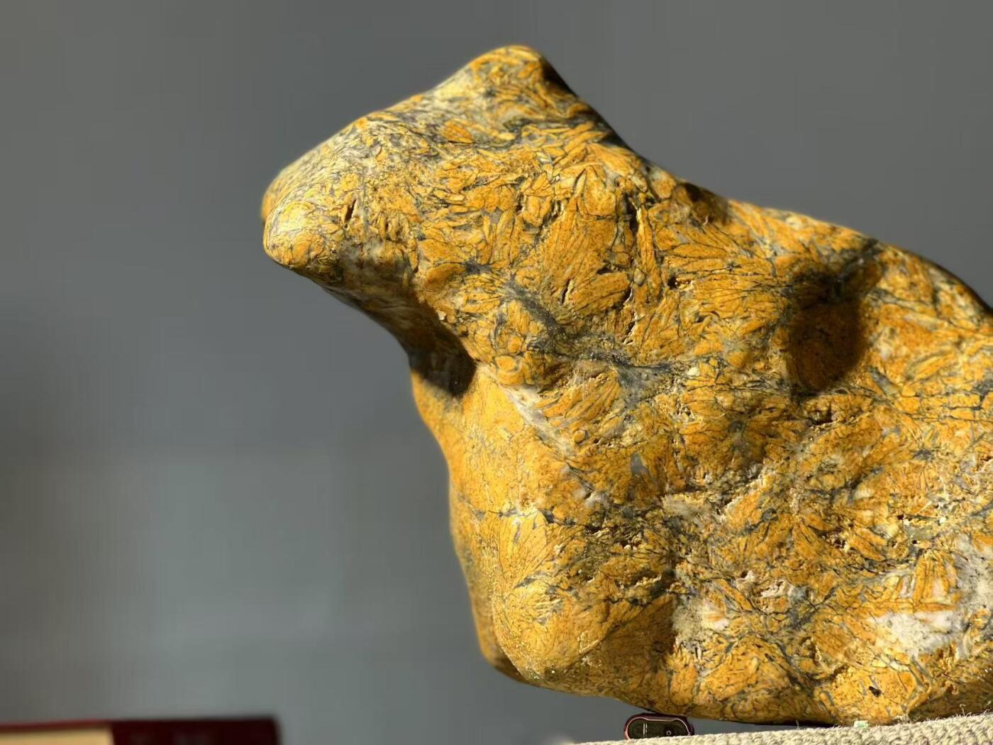 竹叶石案赏，满黄菊纹 形似神兽…… 文房茶室雅置