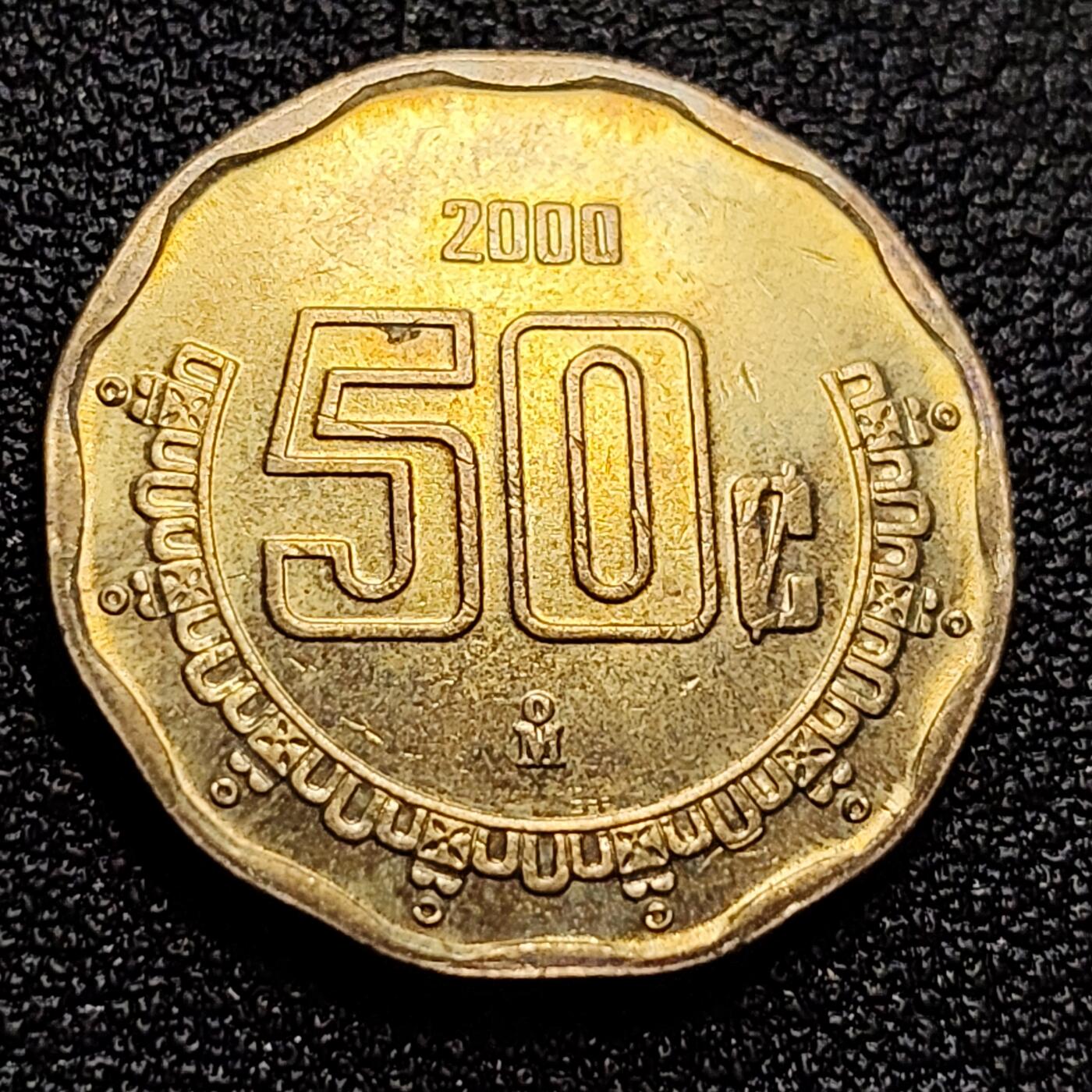 泉币菌-第65场-精品场  千禧年 墨西哥50分铝青铜币 鹰蛇玛雅文化 22mm 