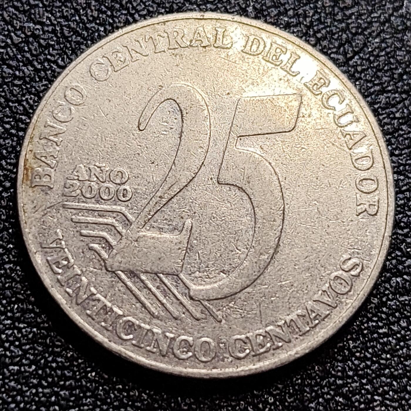 泉币菌-第61场-各国散币场 少见 厄瓜多尔 千禧年 25分 首脑杰昆 镀镍钢币 24.0毫米5.0克