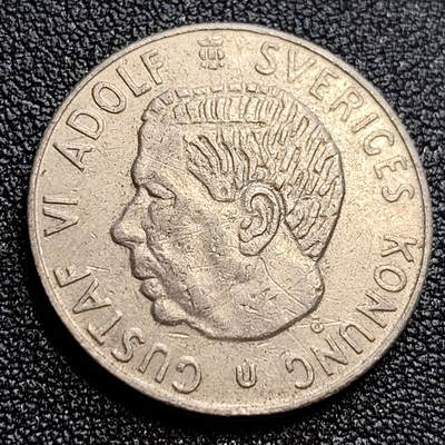 泉币菌-第61场-各国散币场 - 瑞典  1973年1克朗 古斯塔夫六世国王 25mm 