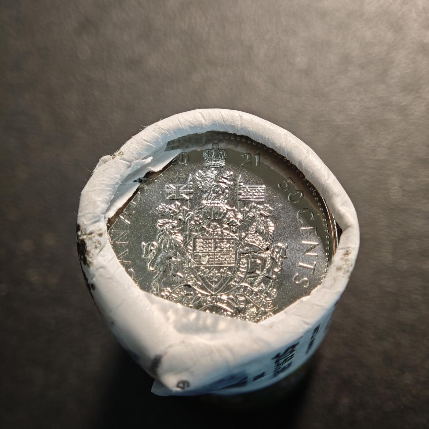 【德藏】世界币章拍卖第139期（拍品征集中~欢迎藏友联系） 2021年 加拿大镀镍钢50分 整卷 原卷(卷有裂及胶带粘贴)