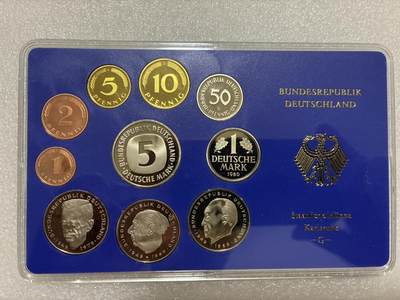 PROOF 原盒装 联邦德国 1980年G版 10枚套币 - PROOF 原盒装 联邦德国 1980年G版 10枚套币