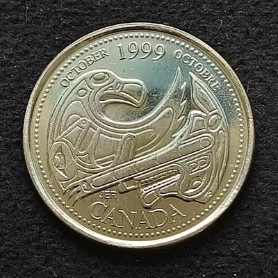 【全场包邮】纯粹捡漏拍445场 - 加拿大1999年25分千禧年纪念币-十月