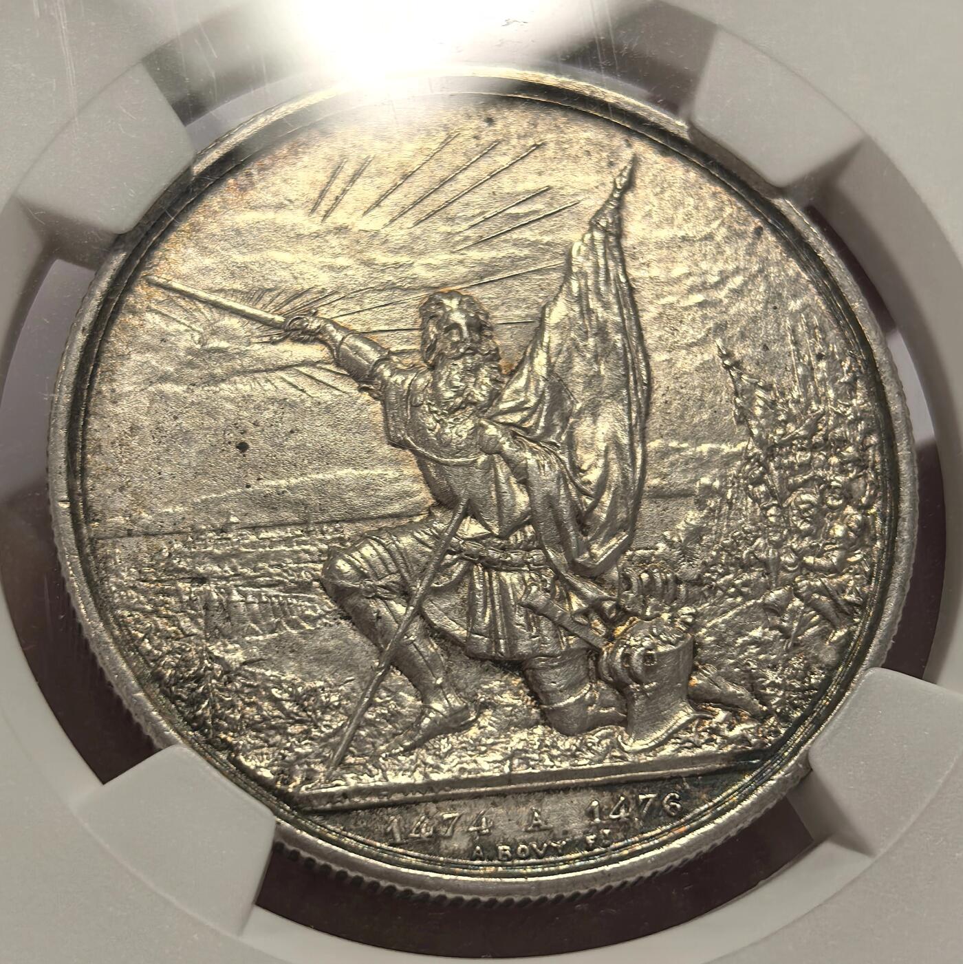 博洋堂德系小专场暨第132期（全场包邮） NGC UNC 瑞士1874年射击节5法郎银币，细节好