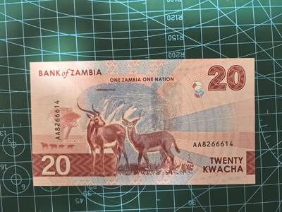 钱币杂项处理专场，0元起拍，1元加价，无佣金 全新UNC  赞比亚20