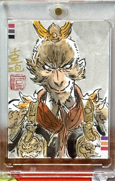 白泽拍卖卡牌手绘专场第21期（七月将残暑未收， 晚凉庭院独登楼） - 2025 麦稀奇嘉年华手绘卡 大圣 一泡亲签 卡砖封装