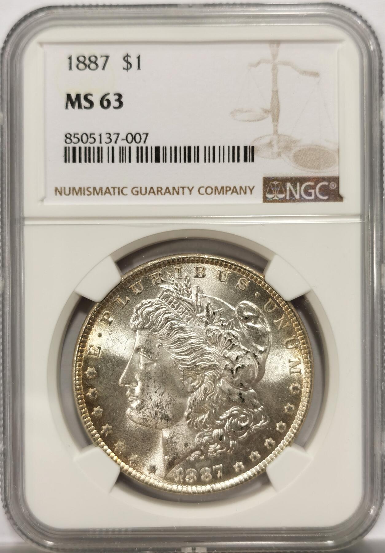博洋堂德系小专场暨第132期（全场包邮） NGC MS63 美国1887年 摩根1美圆