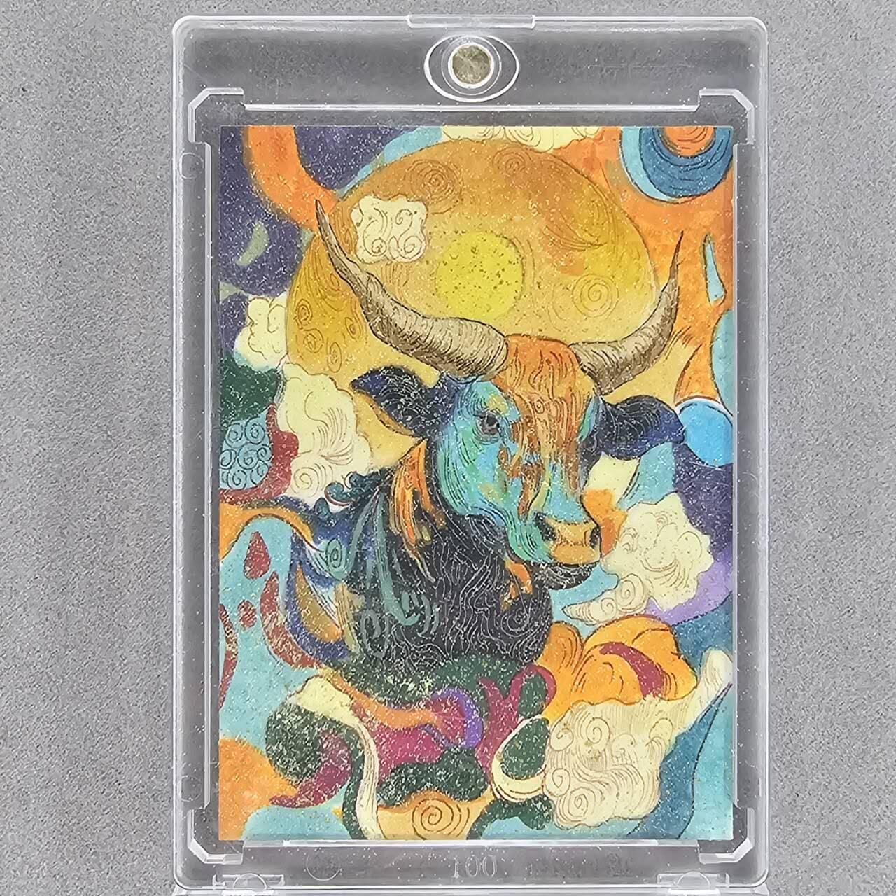 龙虎卡牌第四十七场 （无佣金，满120包邮，欢迎送拍） 【手绘卡】牛 画师：火鬼