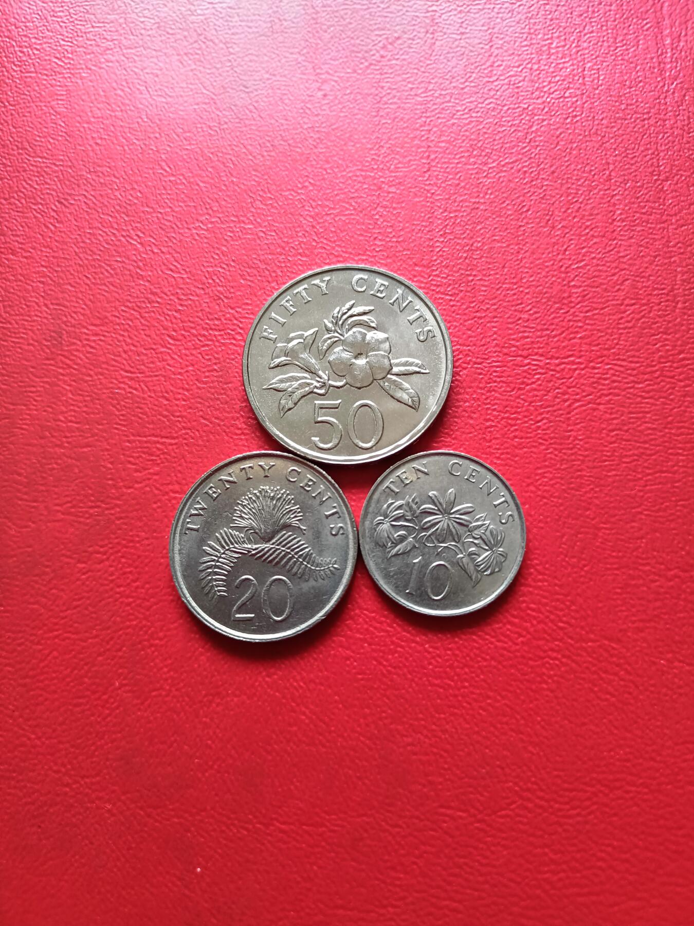 【云涧收藏】第四十八场 新加坡1991年10、20、50分3枚，UNC