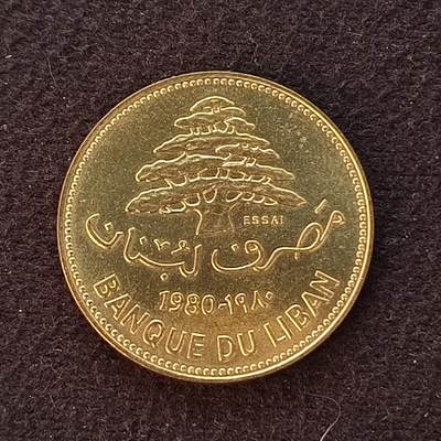 【全场包邮】纯粹捡漏拍446场 - 【稀少样币】黎巴嫩1980年25皮阿斯特ESSAI样币