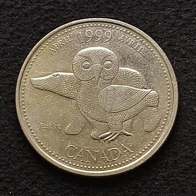 【全场包邮】纯粹捡漏拍445场 - 加拿大1999年25分千禧年纪念币-四月
