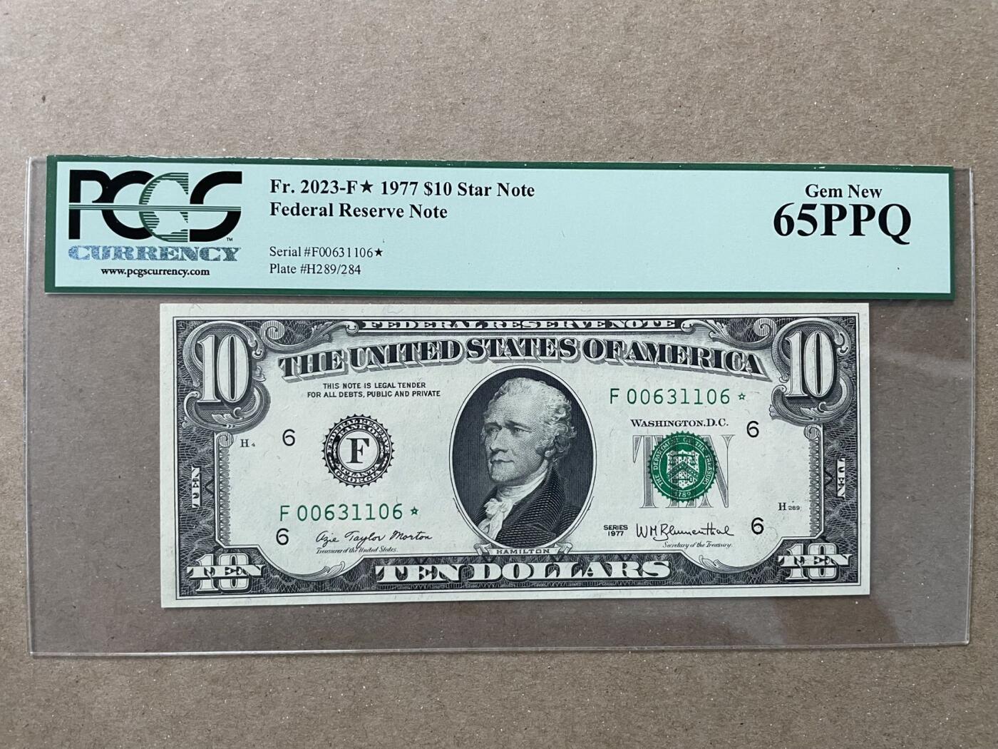美国1977年10美元补号 亚特兰大分行发行 PCGS65PPQ F00631106*