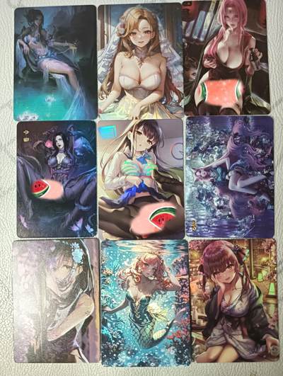 花开卡拍第32期（7月27号周日截拍，品控勿拍!!!拍品不寄存，运费5元，自制卡难免瑕疵，可能存在轻微撞角爆边等出厂瑕疵，品控介意勿拍！） - 妹卡，不重复9张