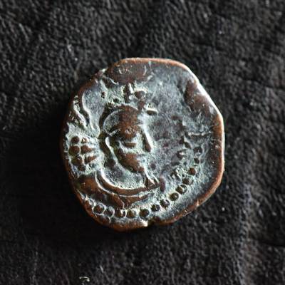 【良泉】【直播场】第三十五期，172组 银器、银饰、西方古代钱币专场，8月7日晚19.30点开拍！ - 【罕见】【美品】公元290-320年【萨珊-贵霜沙】霍米兹德一世，背【错配卑路斯】湿婆神像（不是阿胡拉·玛兹达版）铜币，1.94克
