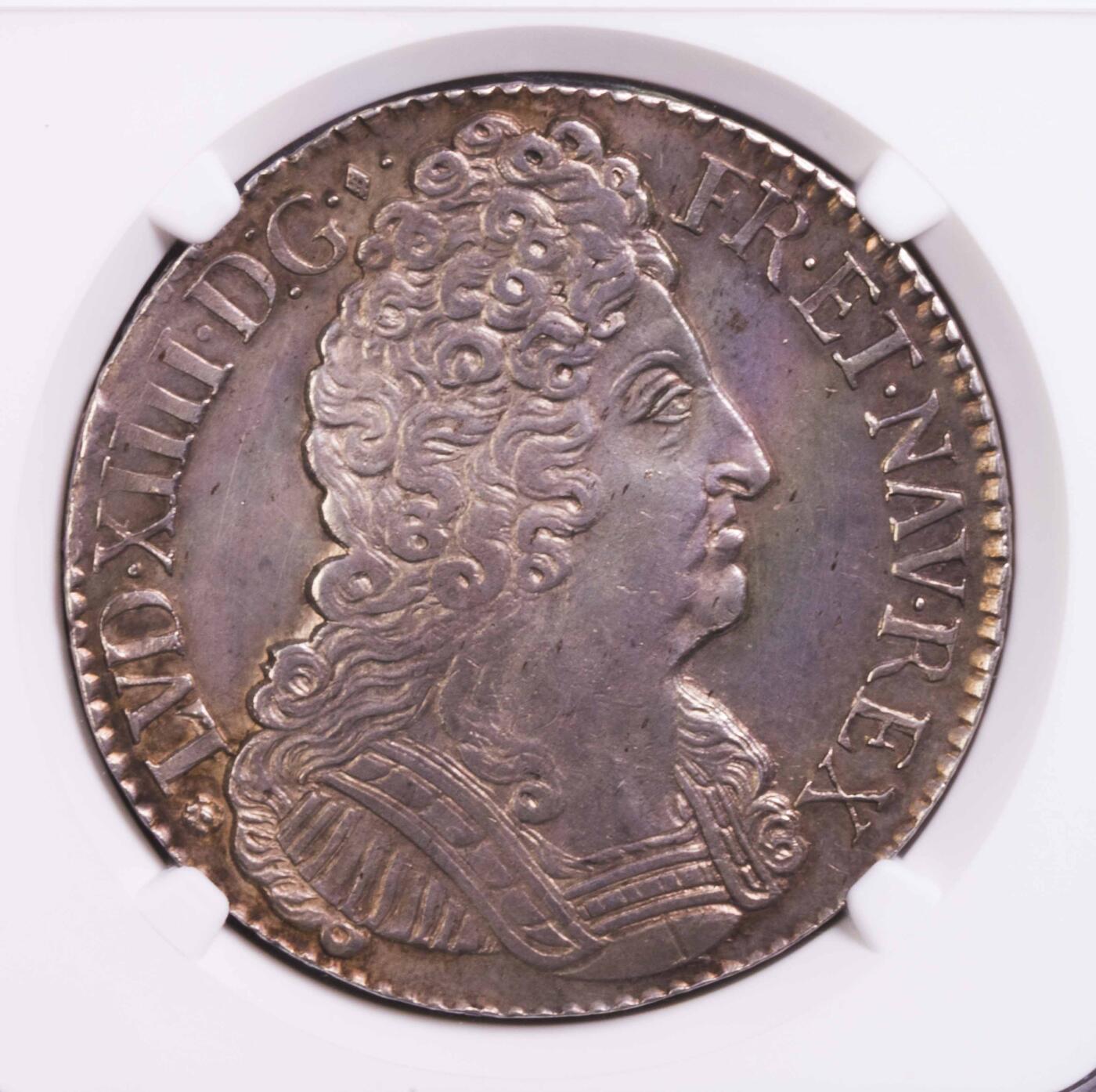 NGC-MS61 1712法国太阳王卷毛埃居大银币