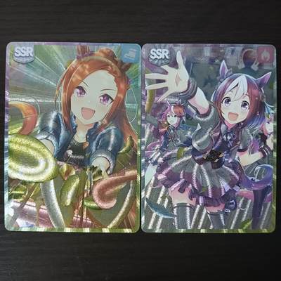 花开卡拍第32期（7月27号周日截拍，品控勿拍!!!拍品不寄存，运费5元，自制卡难免瑕疵，可能存在轻微撞角爆边等出厂瑕疵，品控介意勿拍！） - 五月卡牌 赛马娘 2张 粗闪工艺