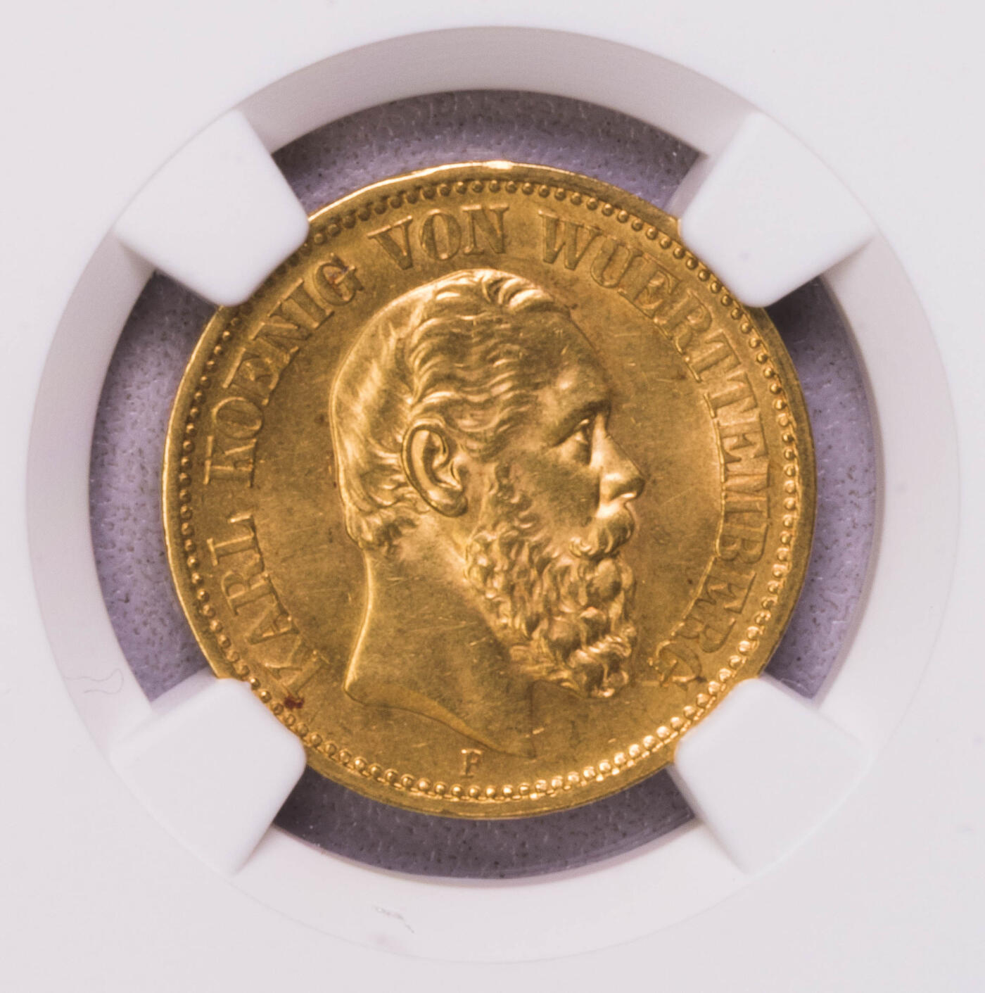 NGC-MS63 1873F符腾堡短翅20马克金币BU