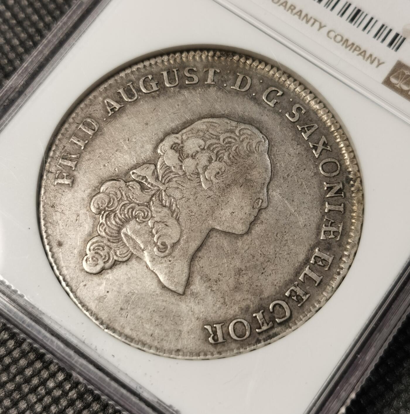  甄臻铺-世界币章拍卖（第26期），送拍享返佣金等优惠多多 NGC-VFD 1764德国萨克森，奥古斯特三世，年轻头像皇冠大泰勒，少见好玩的品种