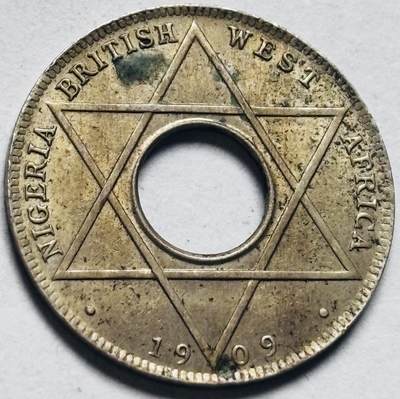文馨钱币收藏第 262 场，因寄存快到期太多，本场拍品不预留，中拍不满包邮请付邮费，请勿后台私信讨价还价，接受不了邮费的不要拍 - 稀少原光品相 1909 年英属西非爱德华七世 1/10 中孔便士