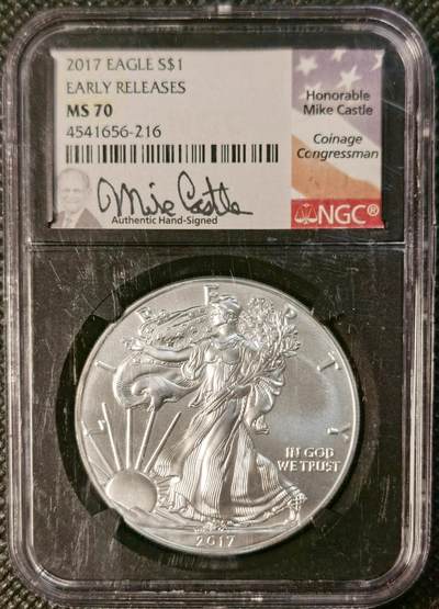  甄臻铺-世界币章拍卖（第26期），送拍享返佣金等优惠多多 - NGC-MS70 美国2017年行走女神，签名版