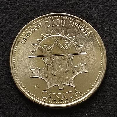 【全场包邮】纯粹捡漏拍445场 - 加拿大2000年25分千禧年纪念币-自由