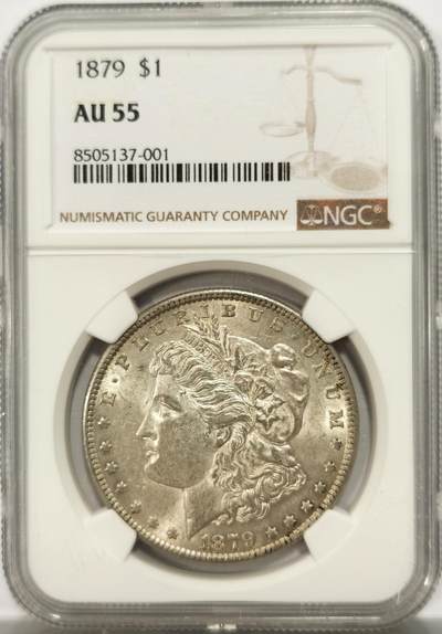 博洋堂德系小专场暨第132期（全场包邮） - NGC AU55 美国1879年摩根1美圆 早期年份