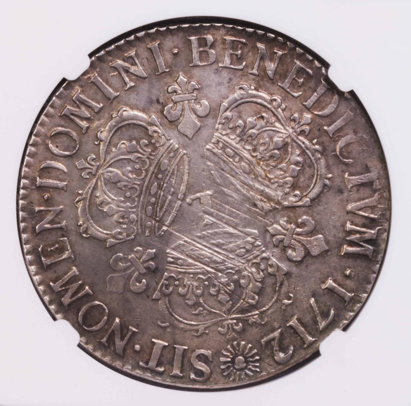 NGC-MS61 1712法国太阳王卷毛埃居大银币