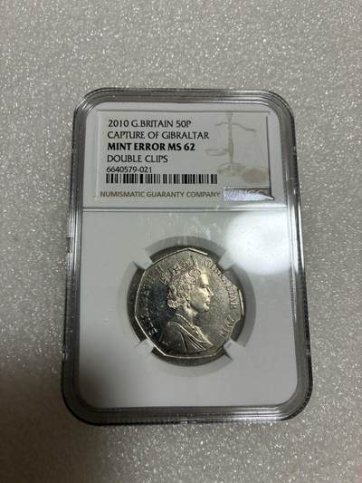 NGC MS62 MINT ERROR 直布罗陀2010年 50便士 纪念币 错版 - NGC MS62 MINT ERROR 直布罗陀2010年 50便士 纪念币 错版
