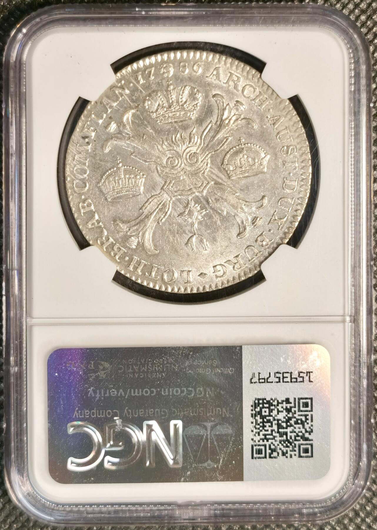  甄臻铺-世界币章拍卖（第26期），送拍享返佣金等优惠多多 NGC-AUD 1786年奥属尼德兰，弗朗茨二世1泰勒大银币，少见头像，少见好品