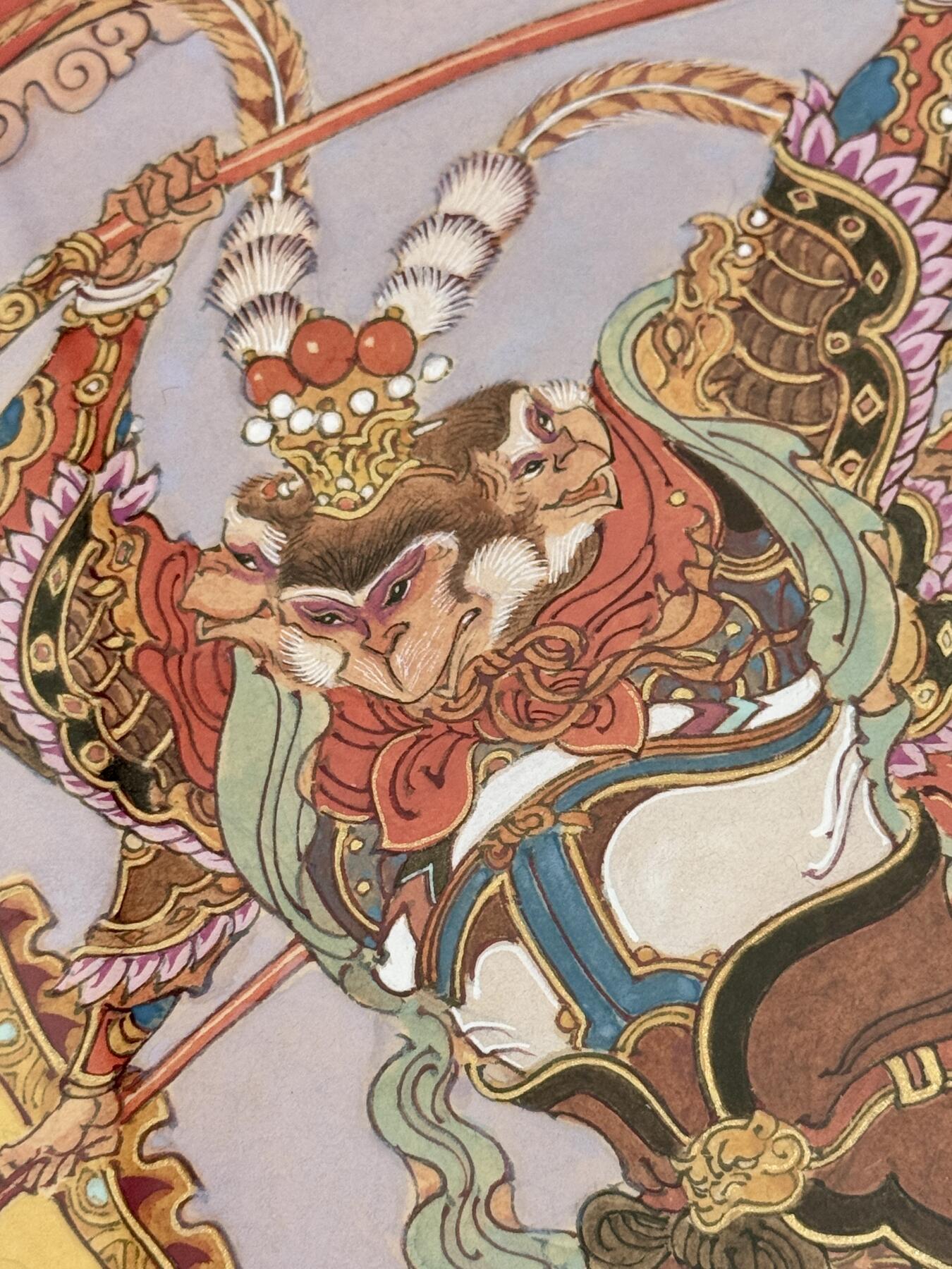 白泽拍卖卡牌手绘专场第21期（七月将残暑未收， 晚凉庭院独登楼） 2024 陈岱青手绘画 齐天大圣 尺寸：外框30cm*46cm